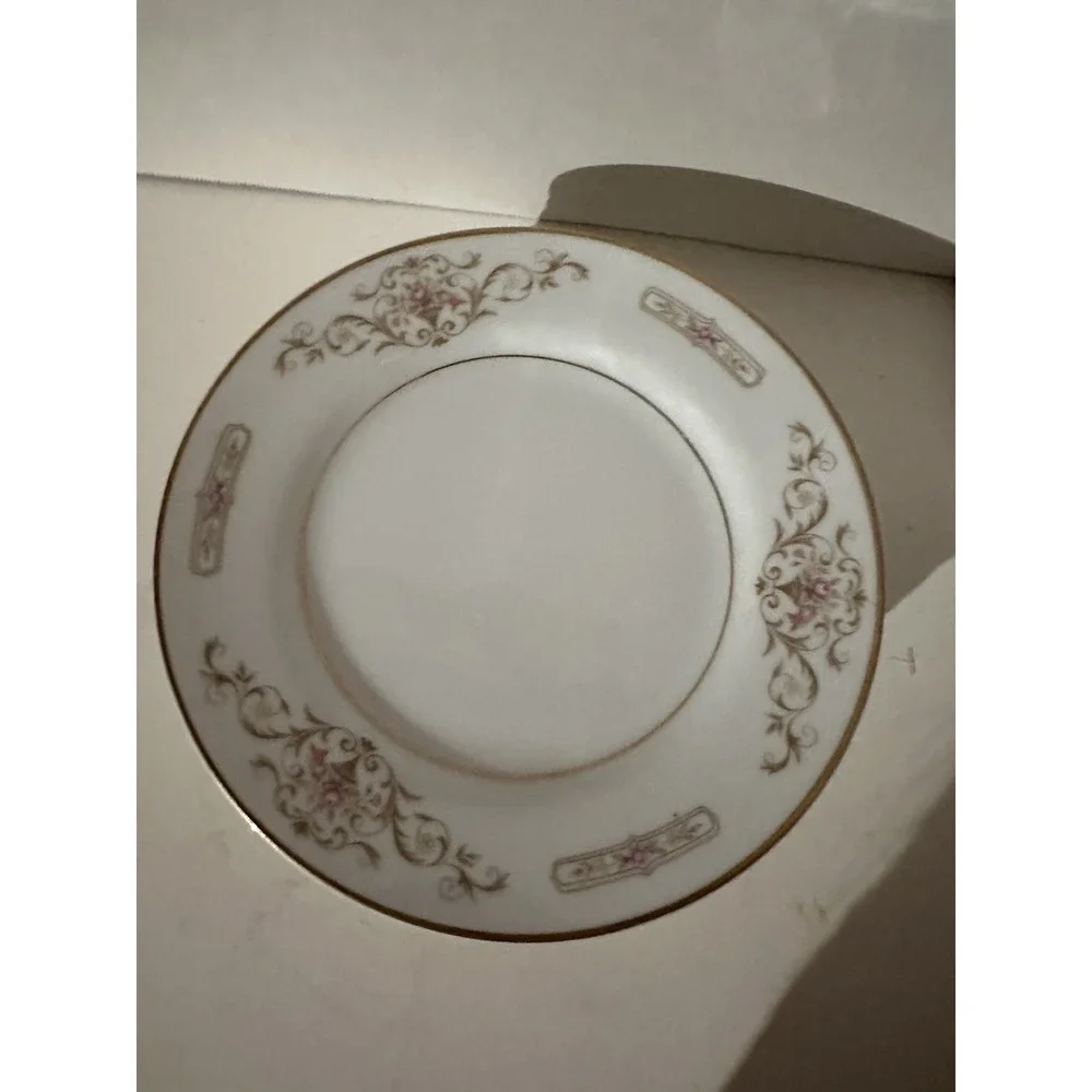 VTG Rose China Japan Bread Dessert Plate Kathy #3802 Pink Rose Set Of 4